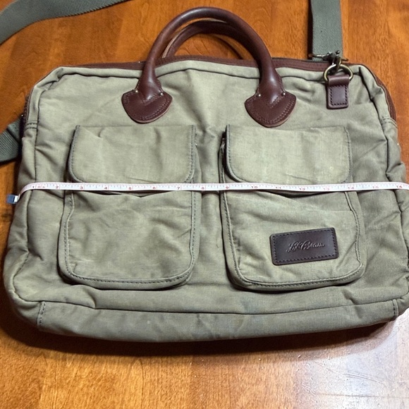 L.L. Bean Vintage Heritage Waxed Canvas Olive Green Briefcase/Laptop Bag - Picture 3 of 16
